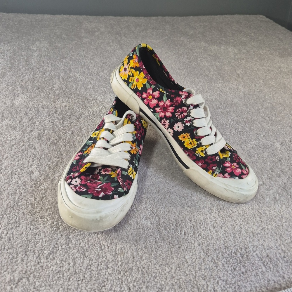 Rocket Dog Black Red and Yellow Floral Sneakers Size Womens 8.5 Low Top Sneakers